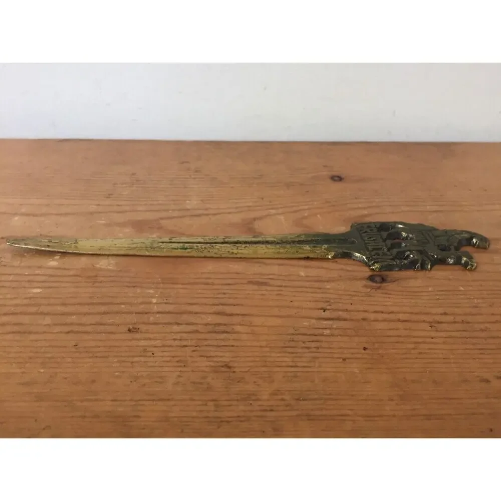 Vtg Judaism Solid Brass Jerusalem Israel Riding Camel Letter Envelope Opener